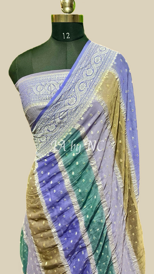 Lavender Banarasi Pure Khaddi Georgette Saree