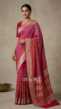 Crimson Banarasi Pure Khaddi Georgette Saree