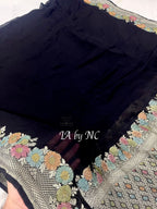 Black Banarasi Pure Khaddi Georgette Dupatta