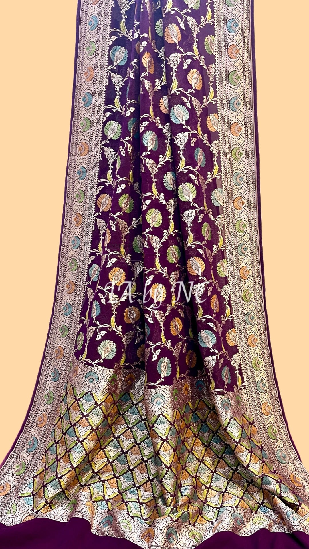 Byzantine Banarasi Pure Khaddi Georgette Saree