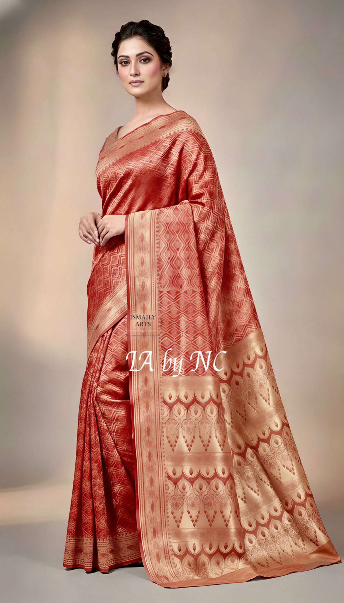 Crimson Banarasi Mashru Katan Silk Saree