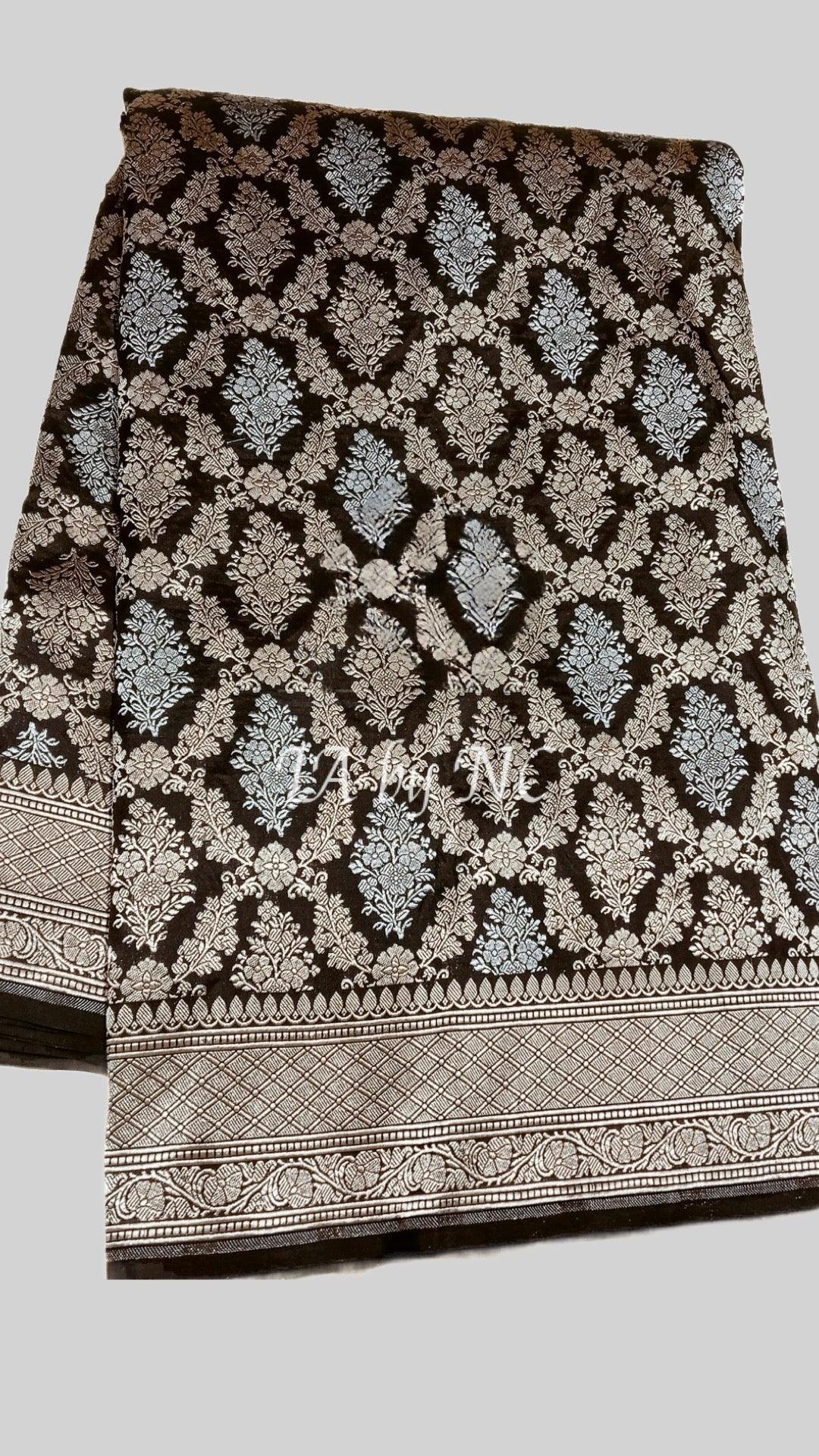 Nita Ambani Black Banarasi Pure Katan Silk Pattu Sona Rupa Saree