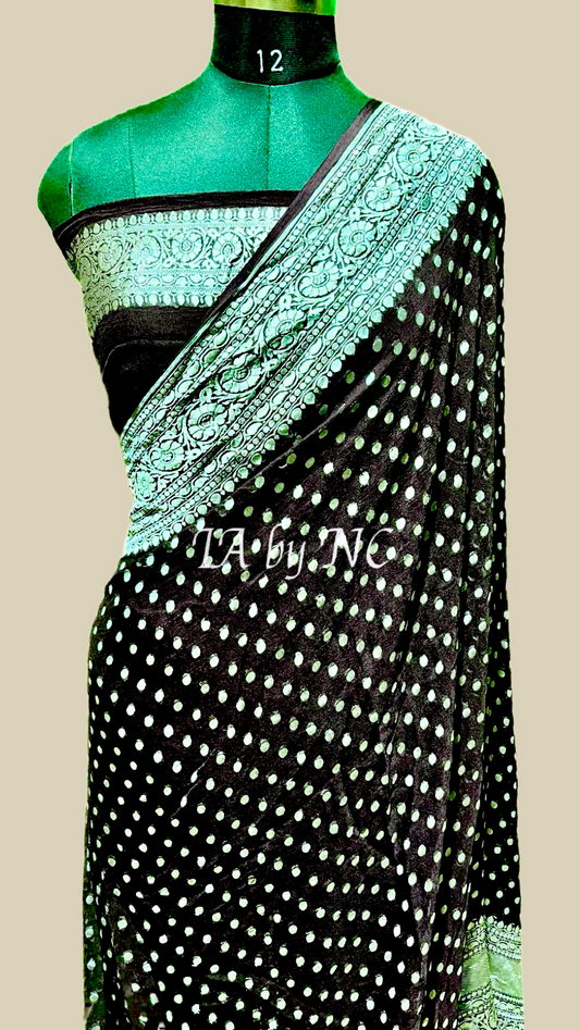 Black Banarasi Pure Khaddi Georgette Saree