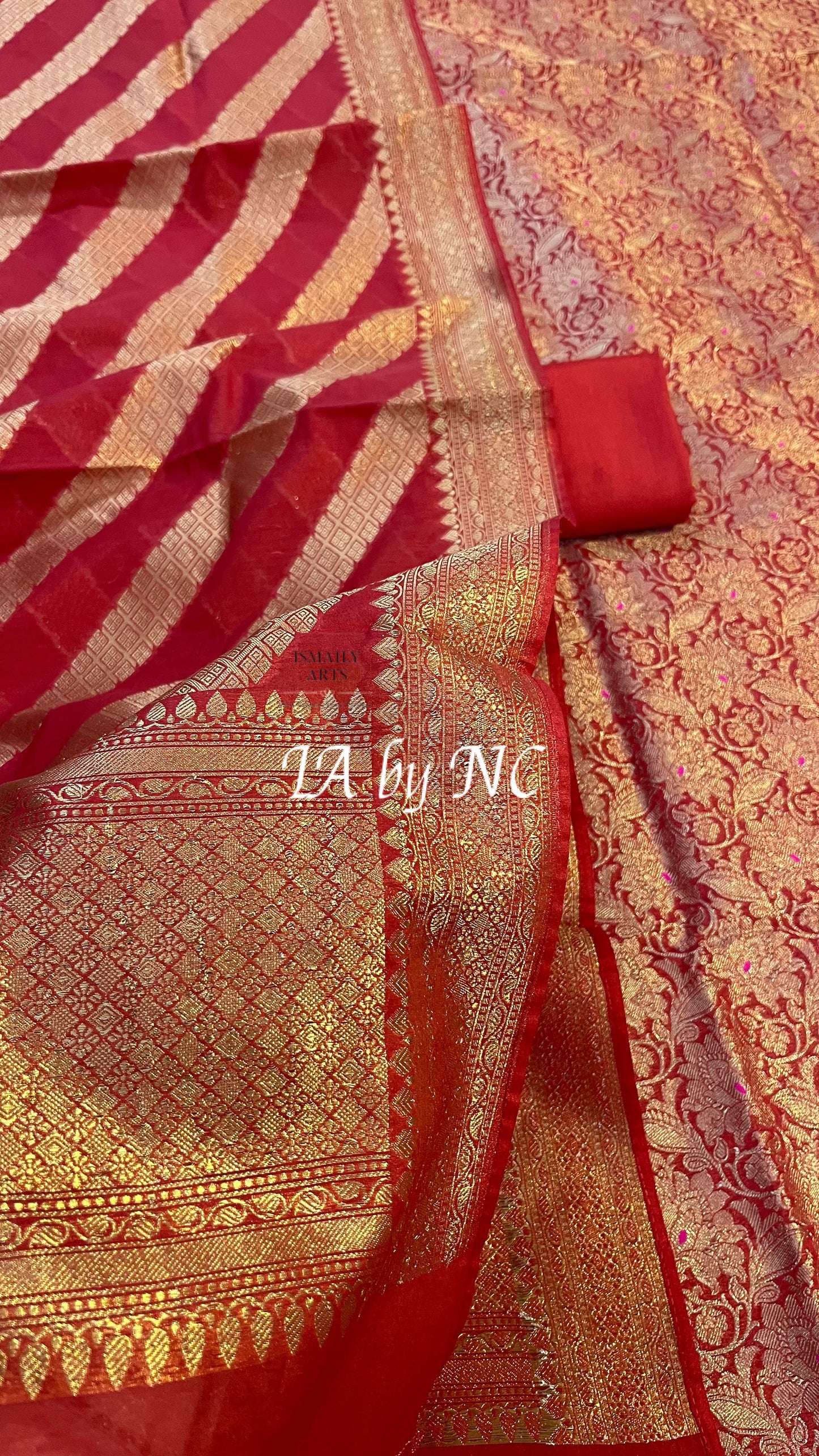 Crimson Banarasi Cotton Silk Tissue Brocade Dress materials