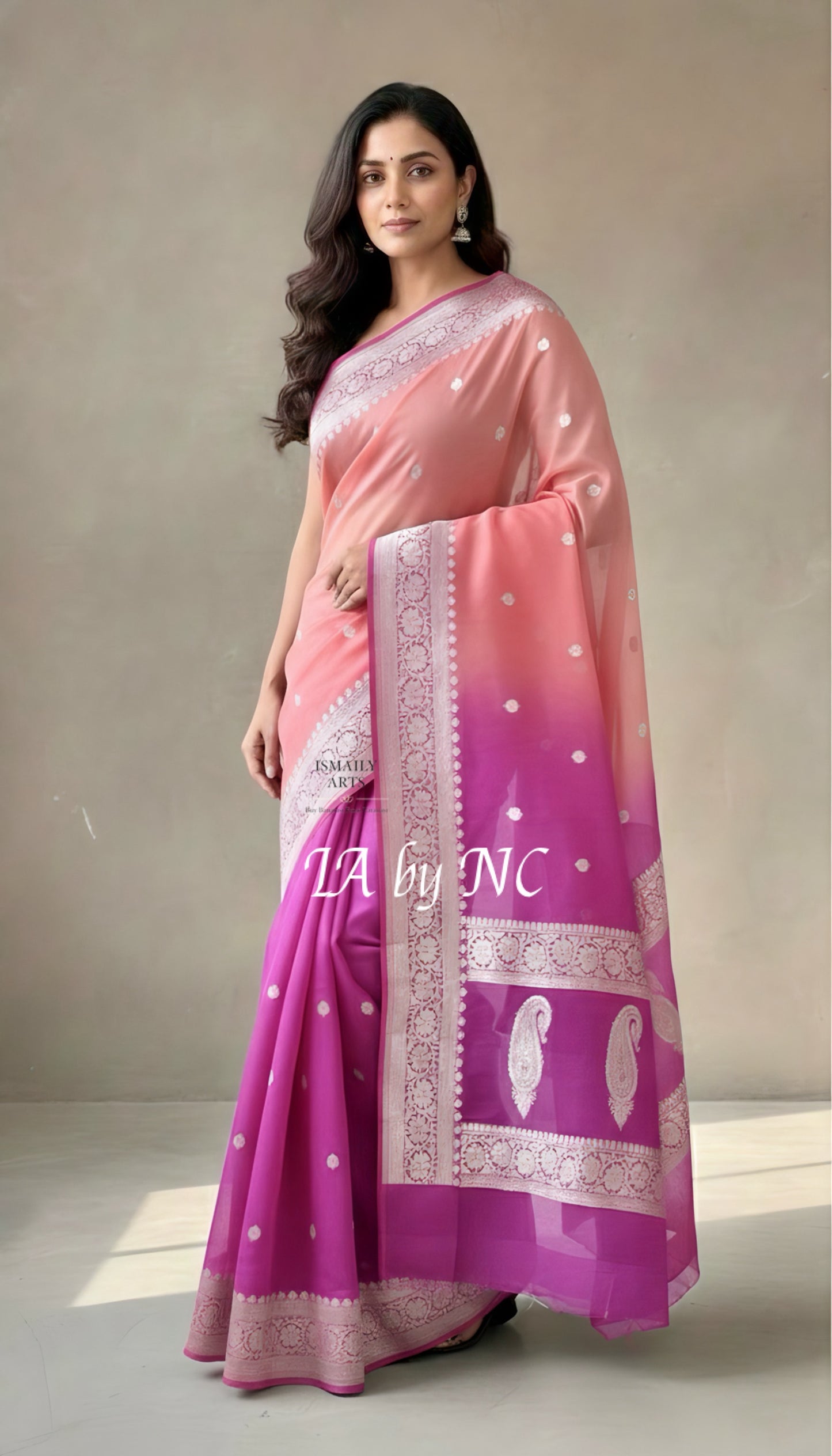 Rani Banarasi Pure Khaddi Georgette Kadwa Saree