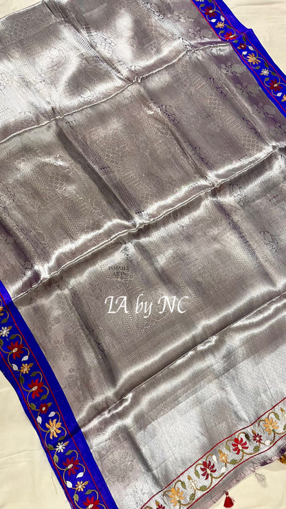 Grape Banarasi Pure Tissue Silk Designer Saree