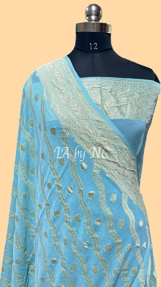 Blue Banarasi Pure Khaddi Georgette Saree