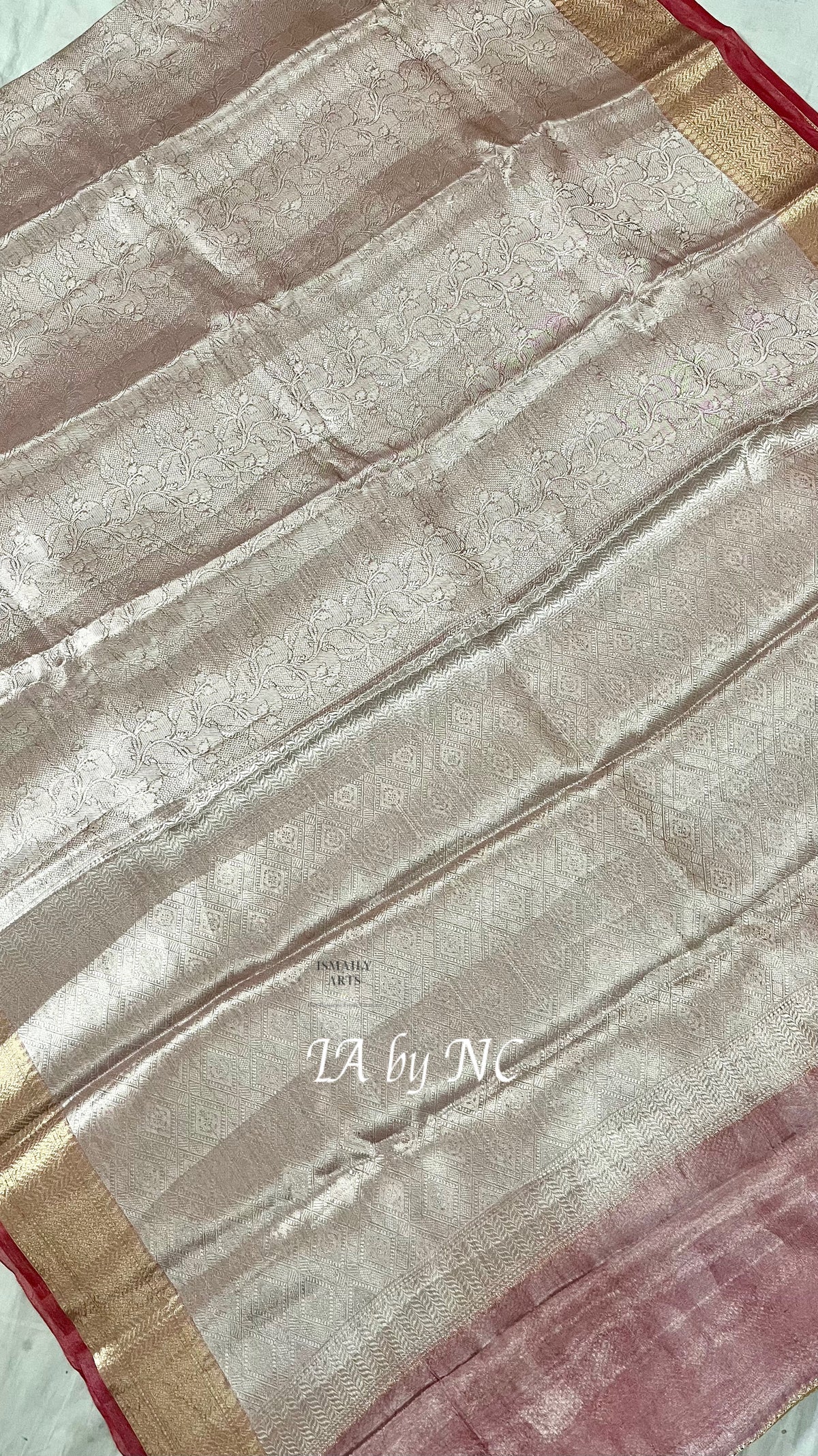 Carmine Banarasi Pure Tissue Silk Brocade Saree