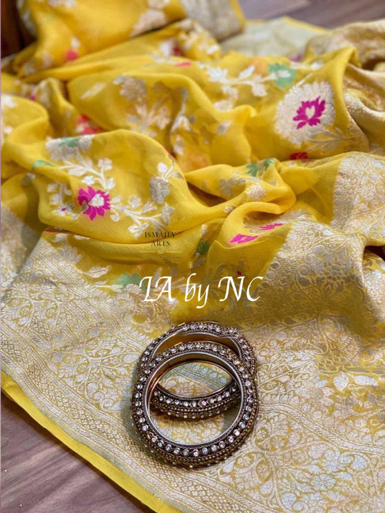 Tuscany Banarasi Pure Khaddi Georgette Meenakari Saree