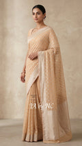 Beige Banarasi Pure Khaddi Georgette Saree