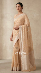 Beige Banarasi Pure Khaddi Georgette Saree