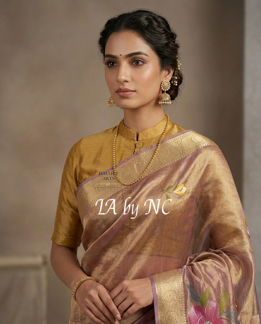 Grape Banarasi Pure Tissue Silk Saree