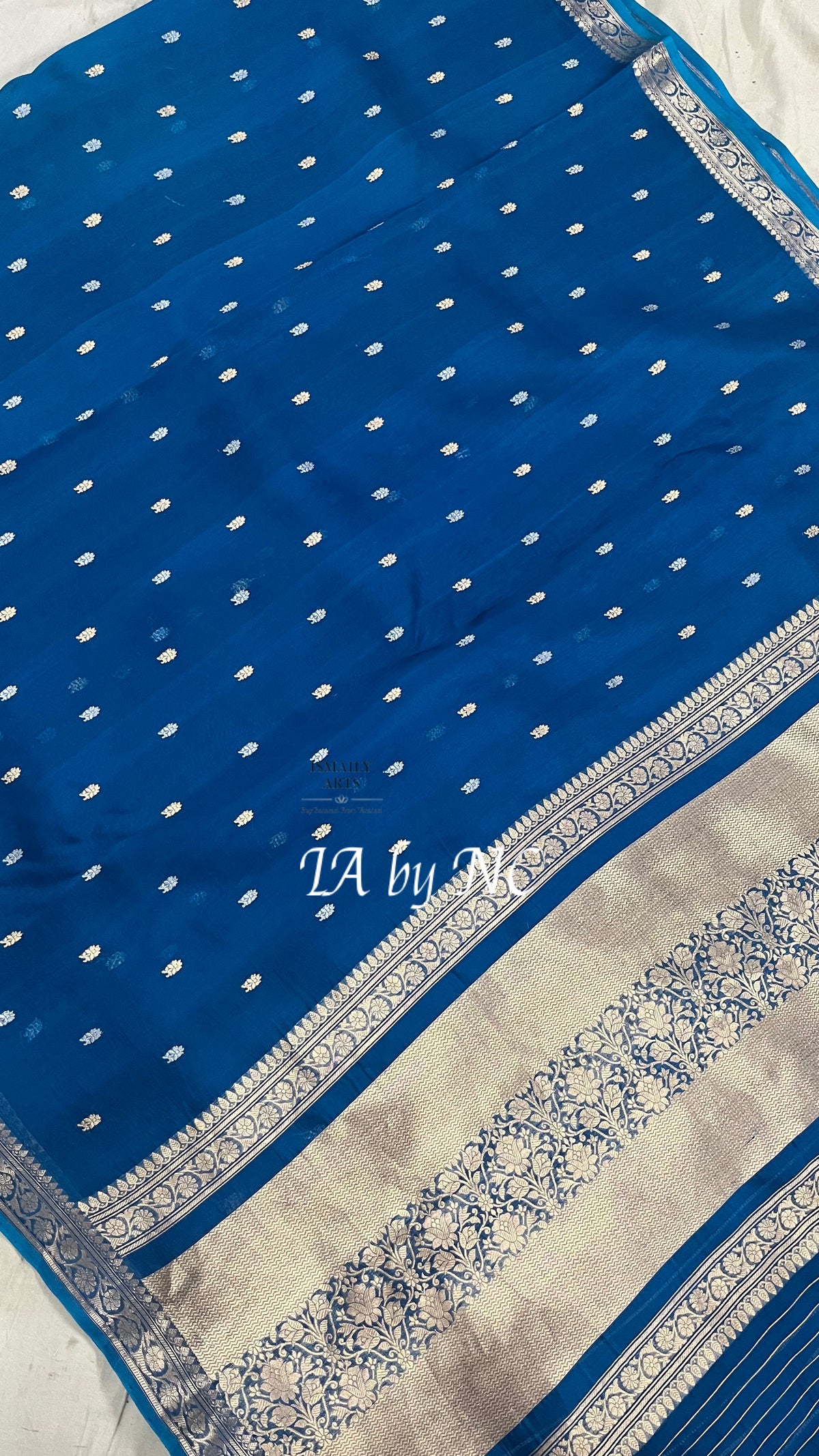 Prussian Banarasi Pure Kora Silk Kadwa Saree
