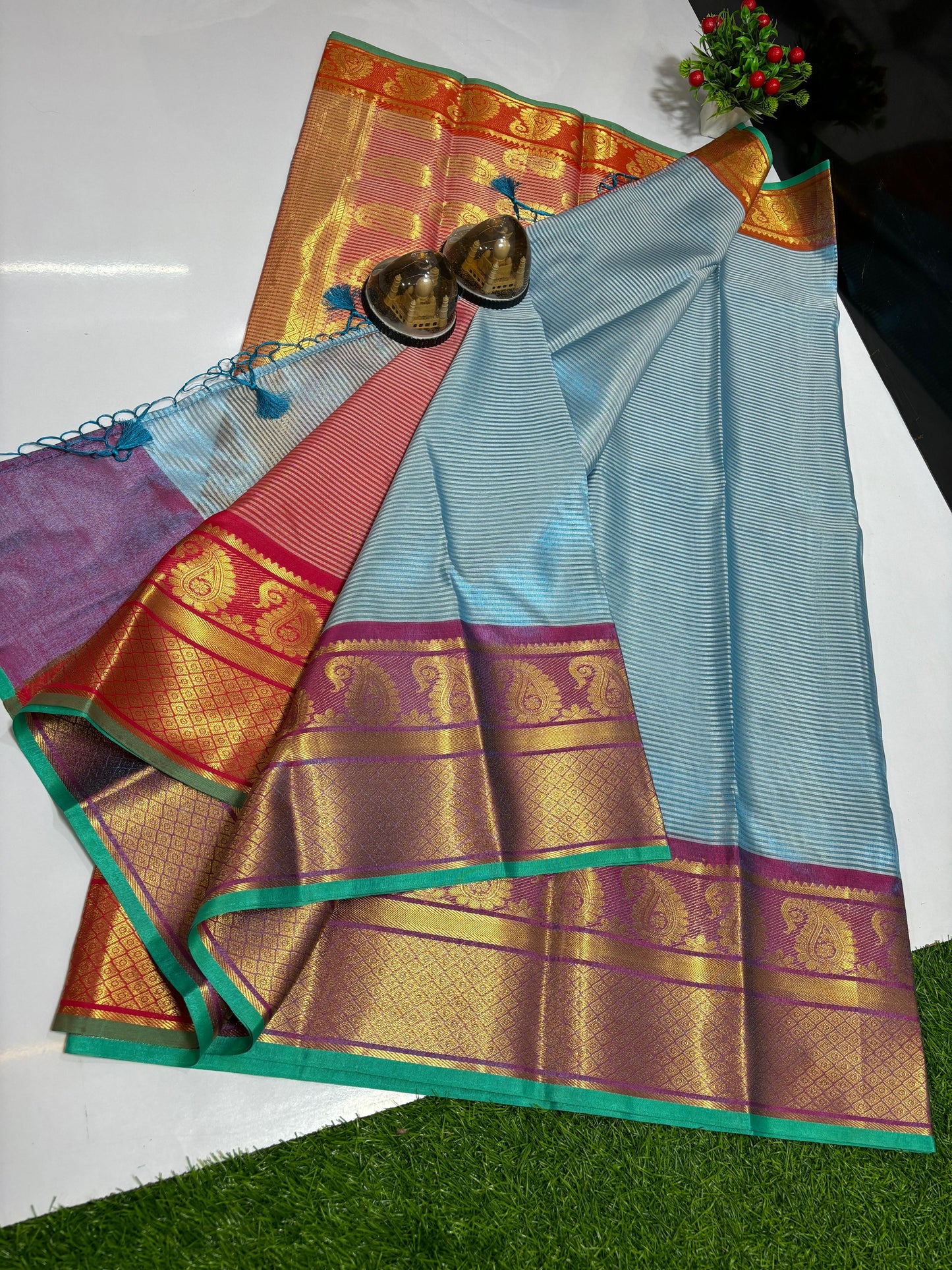 Banarasi Tissue Silk Stripes Saree