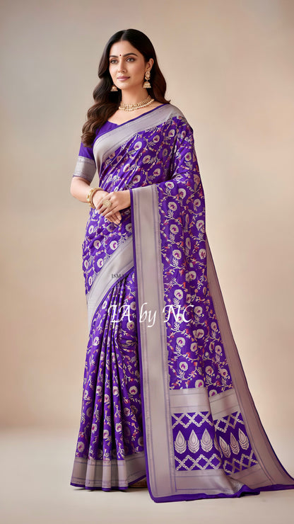 Grape Banarasi Pure Munga Silk Saree