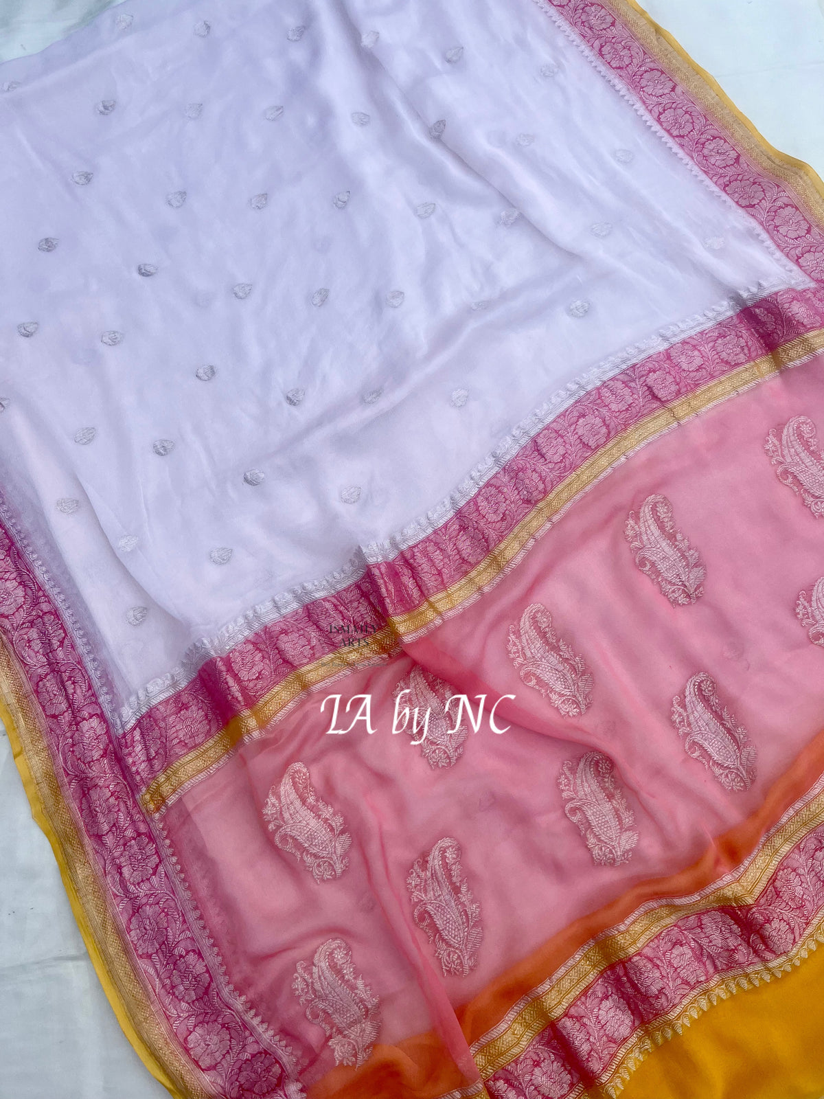 Offwhite Banarasi Pure Khaddi Georgette Kadwa Saree