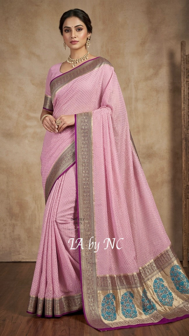 Byzantine Banarasi Pure Khaddi Georgette Saree