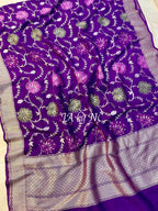 Grape Banarasi Pure Munga Silk Dupatta