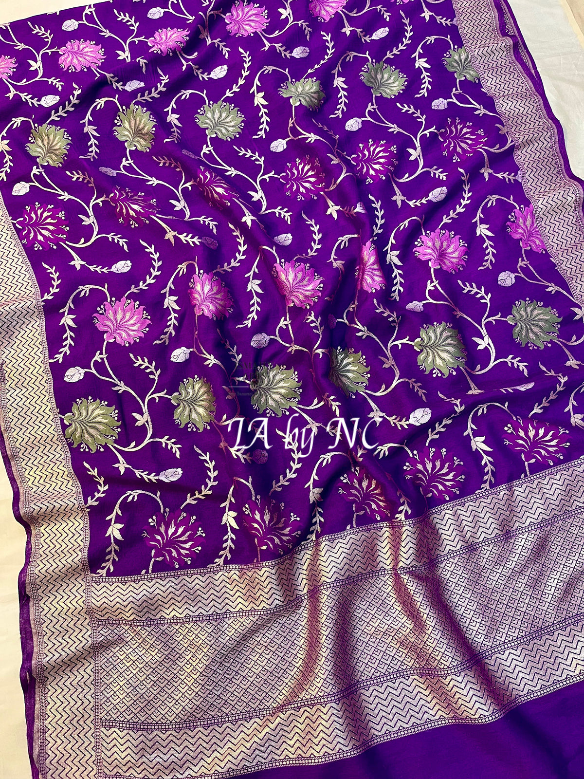 Grape Banarasi Pure Munga Silk Dupatta