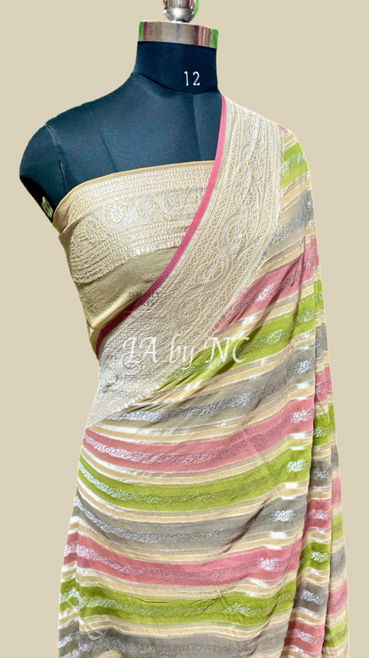 Beige Banarasi Pure Khaddi Georgette Saree