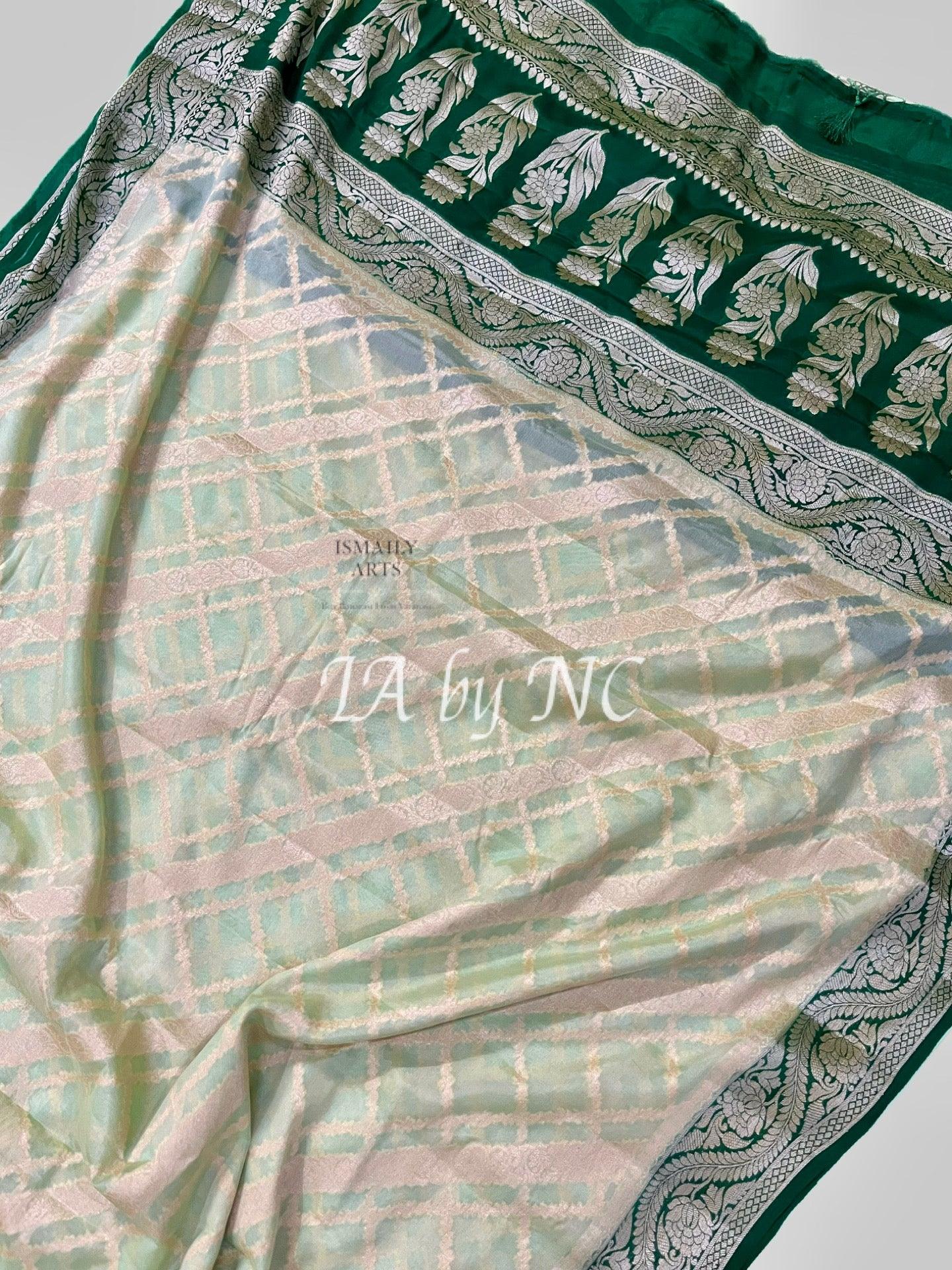 Tea Banarasi Pure Chiffon Georgette Saree