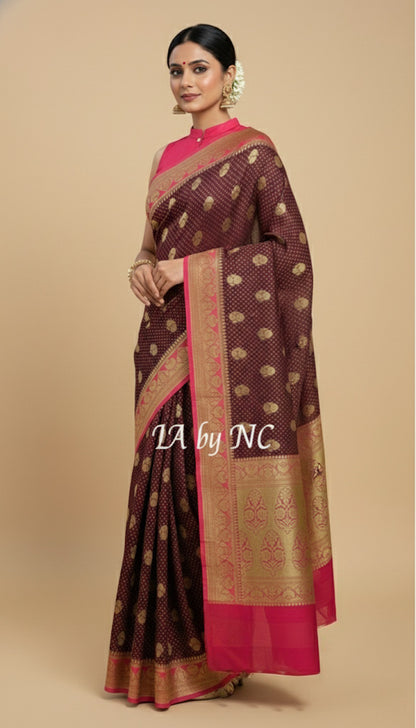 Hickory Banarasi Pure Khaddi Georgette Saree