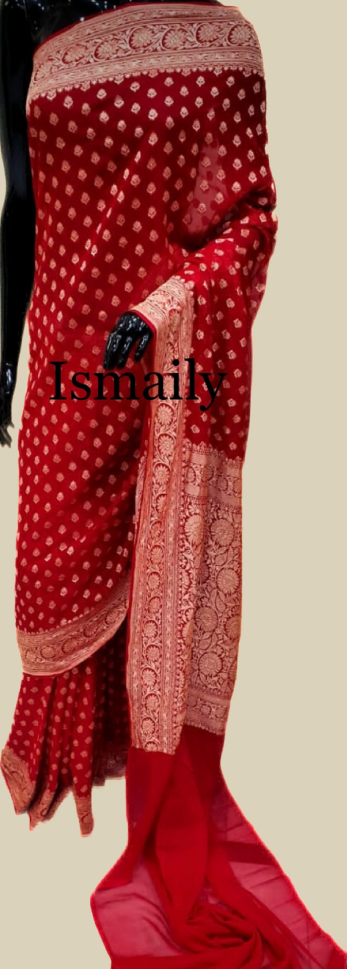 Crimson Banarasi Pure Khaddi Georgette Saree