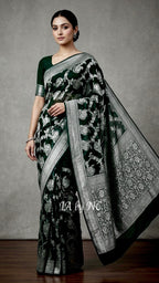 Black Banarasi Pure Khaddi Georgette Saree