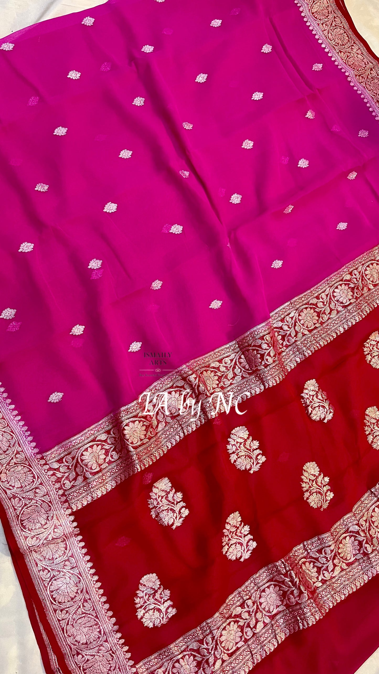 Rani Banarasi Pure Khaddi Georgette Kadwa Saree
