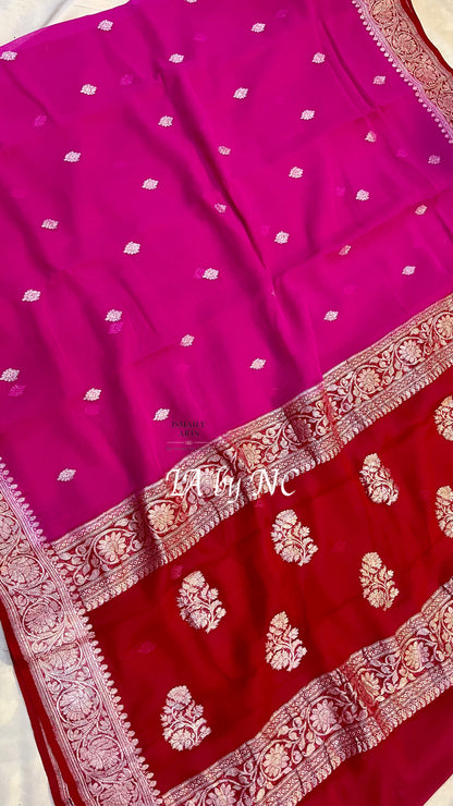 Rani Banarasi Pure Khaddi Georgette Kadwa Saree