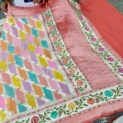 Banarasi Pure Khaddi Tussar Georgette Paithani Saree