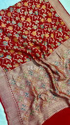 Crimson Banarasi Pure Khaddi Georgette Saree