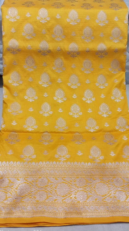 Vidya Balan’s Yellow Banarasi Pure Katan Silk Saree