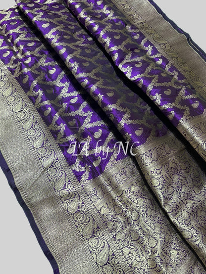 Grape Banarasi Pure Katan Silk Pattu Saree