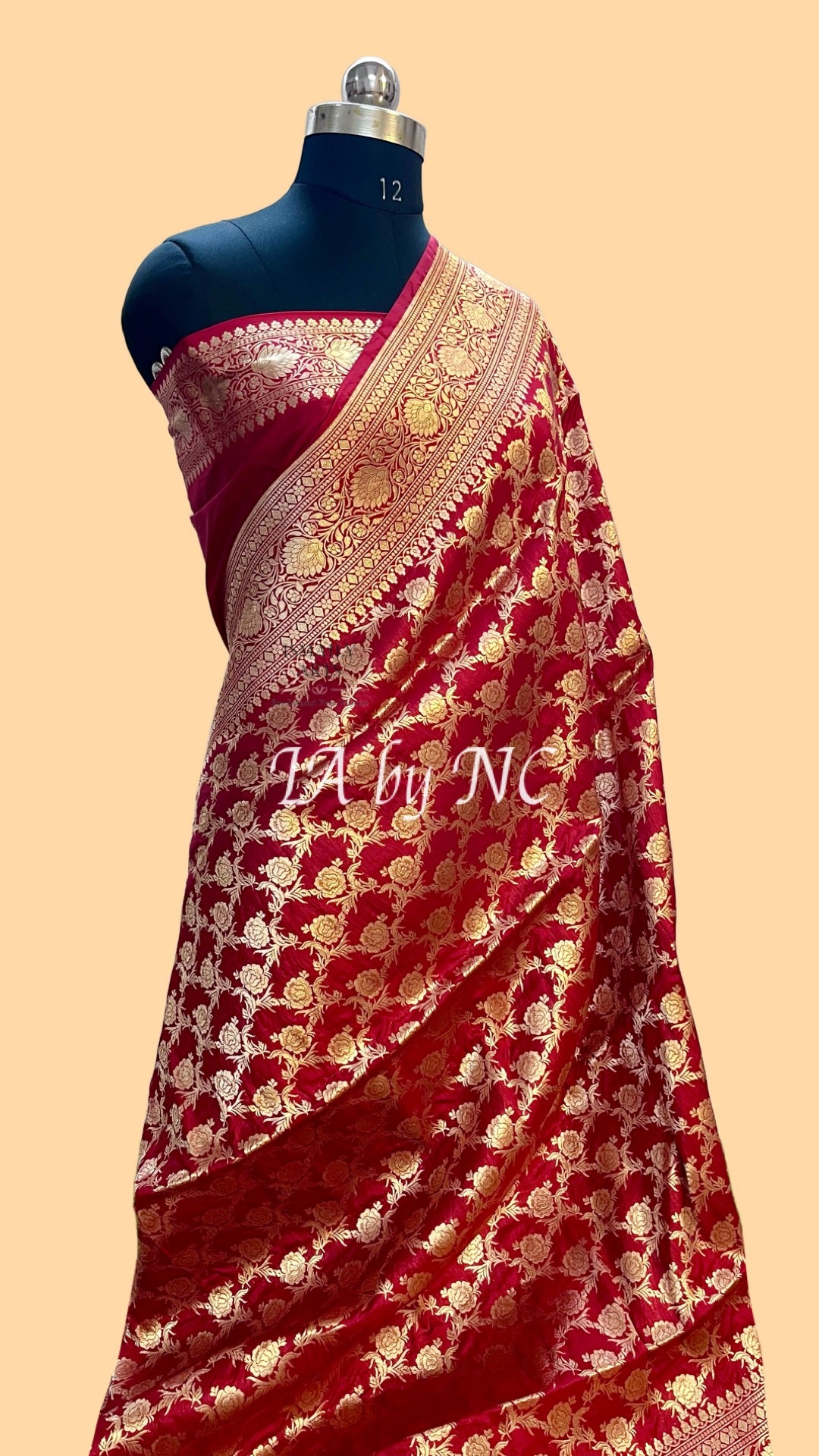 Carmine Banarasi Pure Katan Silk Pattu Saree