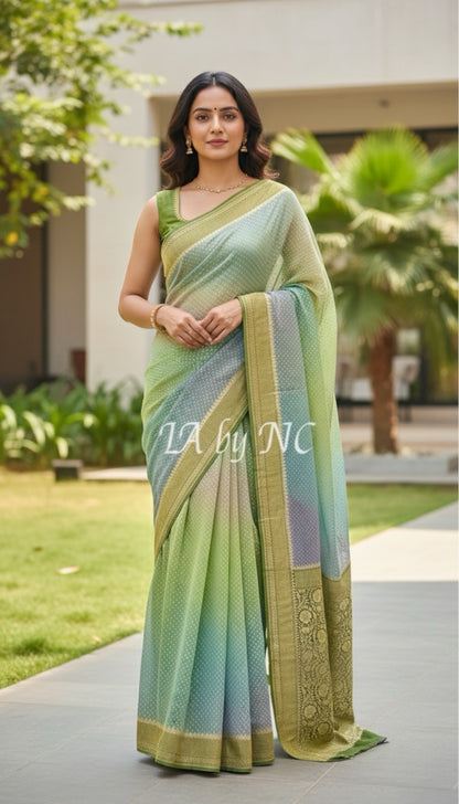 Moss Banarasi Pure Khaddi Georgette Saree