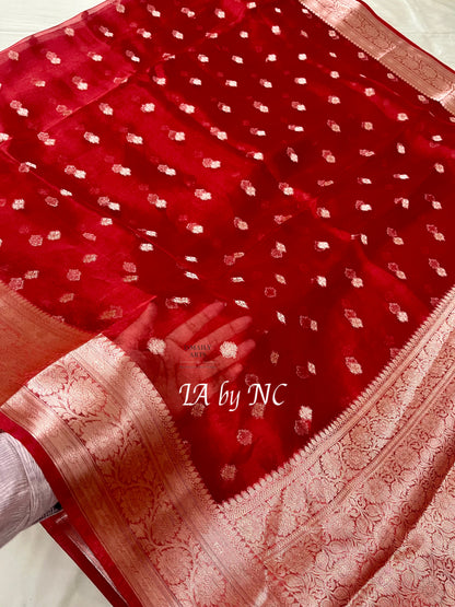 Crimson Banarasi Pure Tissue Silk Saree
