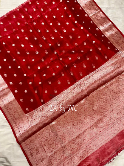 Crimson Banarasi Pure Tissue Silk Saree