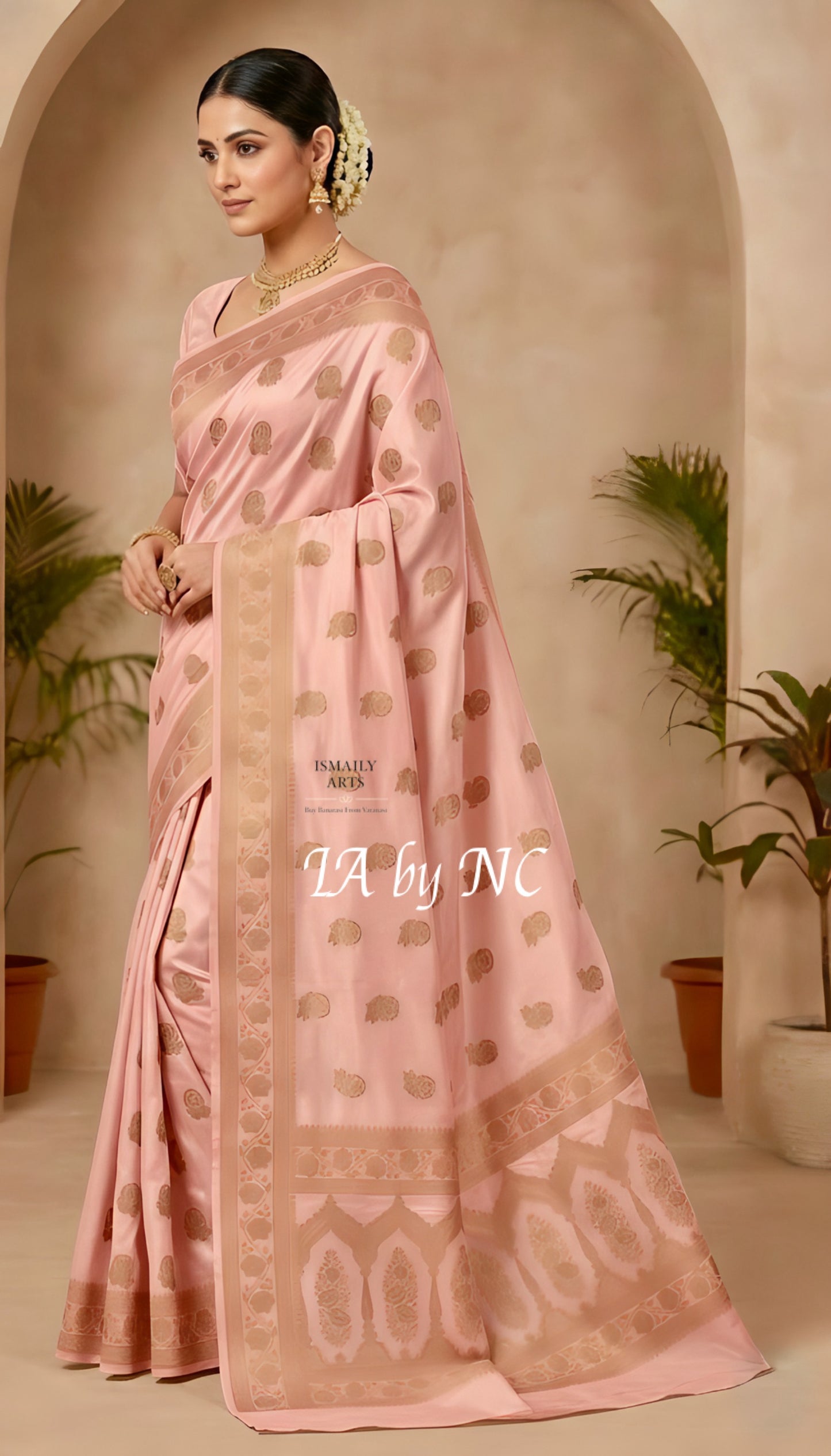 Flamingo Banarasi Mashru Katan Silk Saree