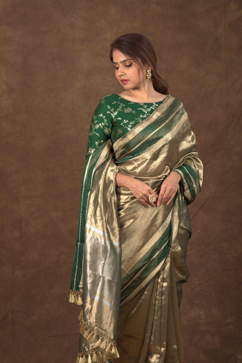 Sacramento Banarasi Pure Tissue Silk Saree - Double Katan Border