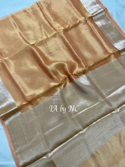 Ochre Banarasi Pure Tissue Silk Saree
