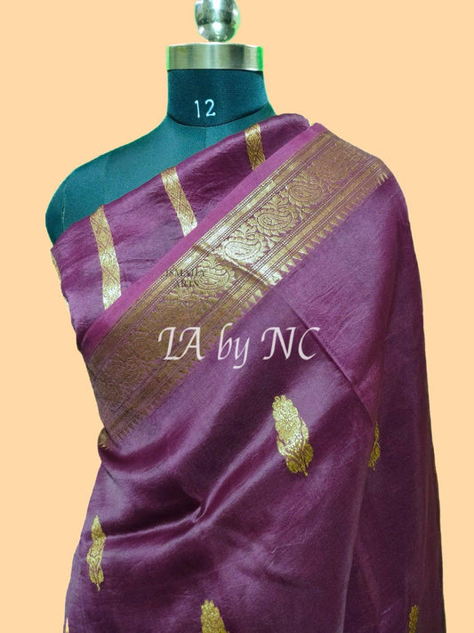 Byzantine Banarasi Pure Kora Organza Kadwa Saree