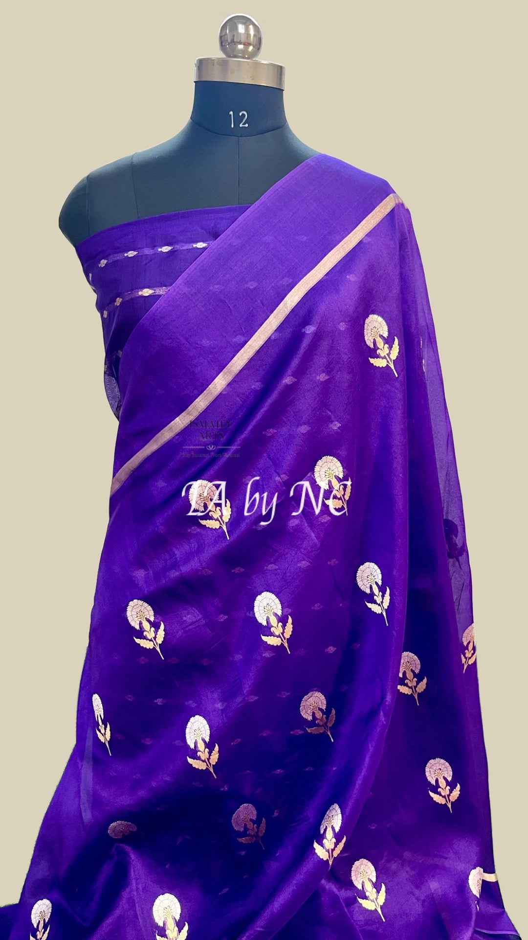 Grape Banarasi Pure Kora Silk Saree