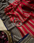 Carmine Banarasi Pure Khaddi Georgette Saree