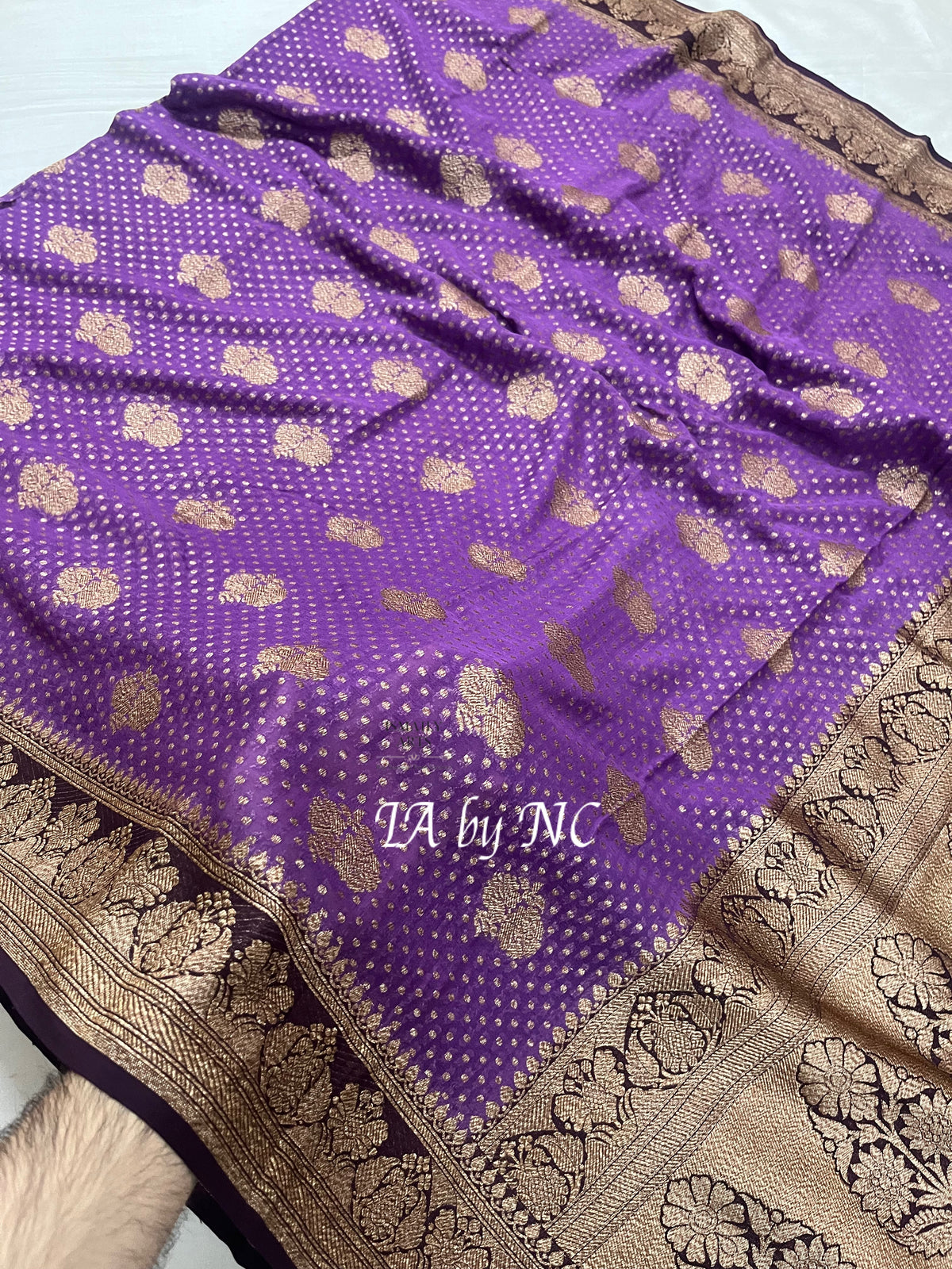 Plum Banarasi Pure Khaddi Georgette Saree