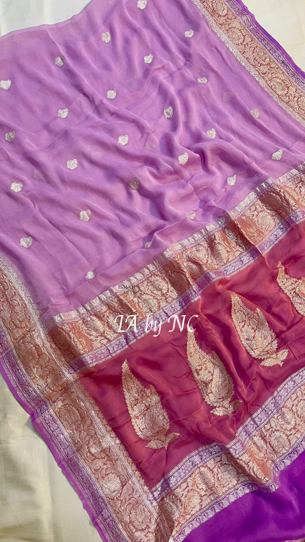 Orchid Banarasi Pure Khaddi Georgette Kadwa Saree