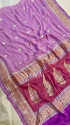 Orchid Banarasi Pure Khaddi Georgette Kadwa Saree