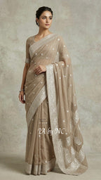 Tan Banarasi Pure Khaddi Georgette Kadwa Saree