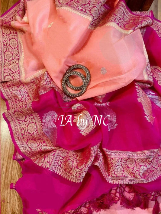 Punch Banarasi Pure Khaddi Georgette Kadwa Saree