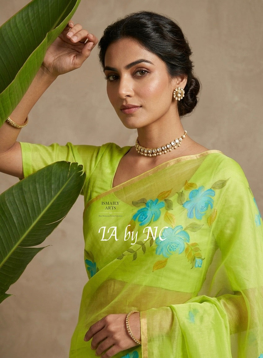 Pear Banarasi Pure Kora Organza Saree